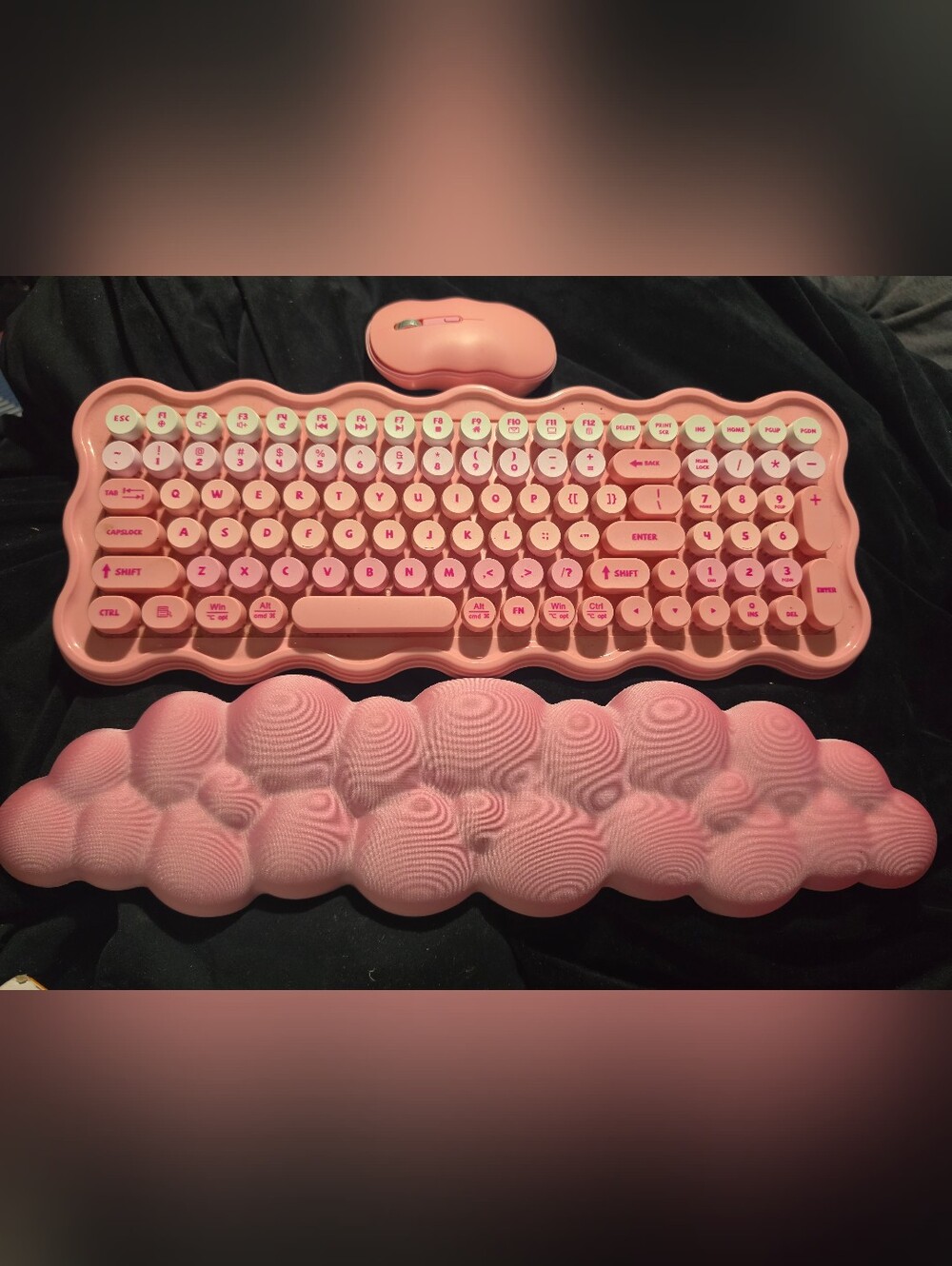 Bluetooth Wireless Retro Pink Tablet Keyboard and Mouse
